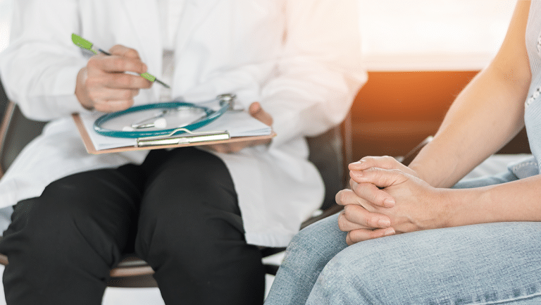 Woman in doctor's office